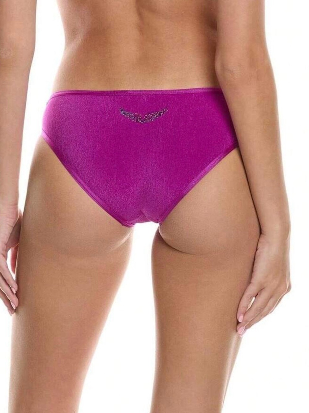 NEW . Zadig & Voltaire Crinckle Prune Bikini Bottom with Rhinestone Detail Sz.4